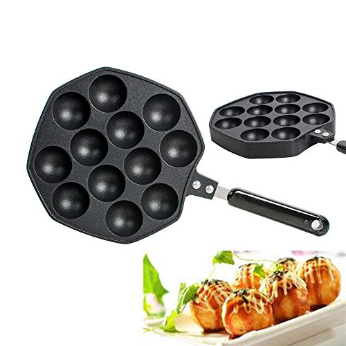 zorvo Cast Iron Griddle for Making Poffertjes Pancake Balls Takoyaki Pan Nonstick Cast