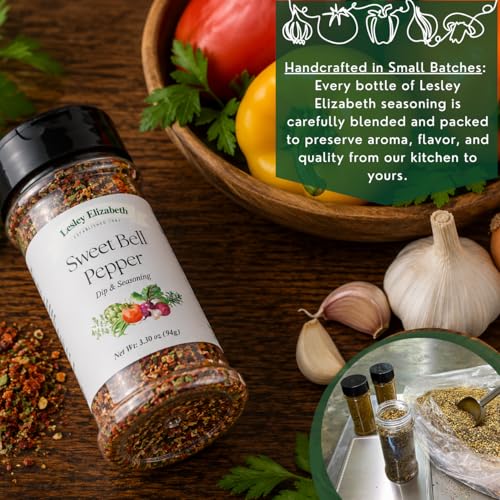 Image of Lesley Elizabeth Sweet Bell Pepper Seasoning - All-Purpose Dip & Herb Blend | Gourmet Pepper Spice for Chicken, Roasted Vegetables, Dips & Cooking