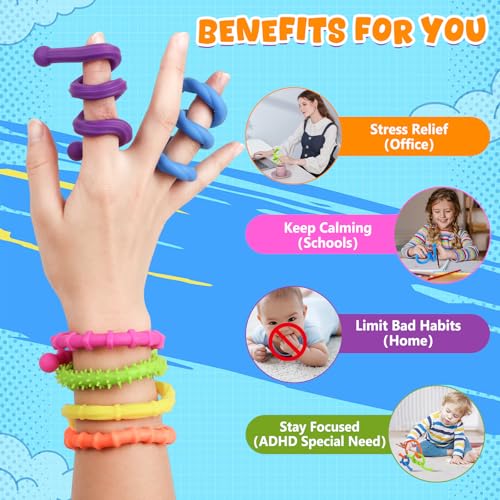 Jovicos Fidget Toys Set, 6 Stück Silikon Sensorik Stick, Anti Stress Spielzeug Sensorik Spielzeug für ADHS, Antistress, Autismus, Stressabbau zur Kinder ab 3 Jahr & Erwachsene