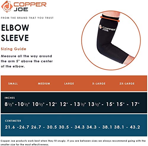 Copper Joe 2 Pack Recovery Elbow Compression Sleeve - Ultimate Copper Relief Elbow Brace For Arthritis, Golfers Or Tennis Elbow And Tendonitis. Elbow Support Arm Sleeves For Men And Women (Small) #TOP1