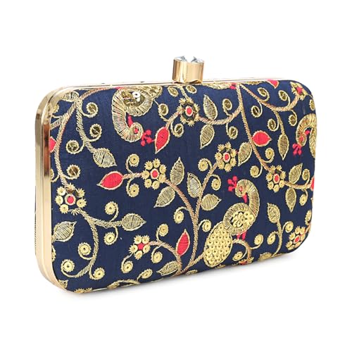 Image of LONGING TO BUY Hand Crafted Designer Box Clutch - Zari Embroidery For Women