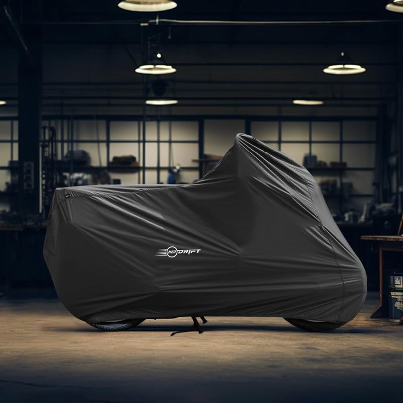 Image of Neodrift 'NeoMax' Bike Cover Compatible for Harley Davidson X440 (All-Weather Motorcycle Protection, Water & UV Resistant, Dustproof, Windproof) (Color-Black)