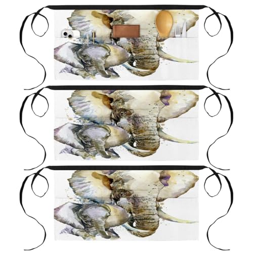 Tablier court de chef lot de 3 avec 3 poches demi tablier cuisine et bistrot