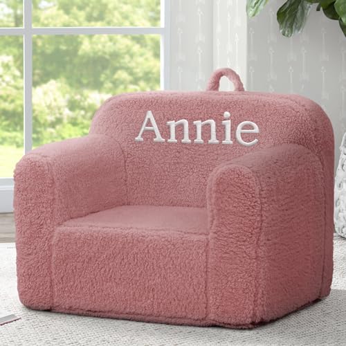 Image of Delta Children Personalized Sherpa Cozee Chair - Customize with Name - Foam Kids Chair for Ages 18 Months and Up, Rose