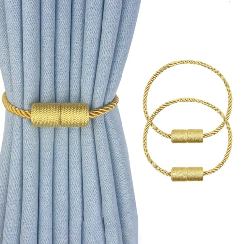 Dopommy カーテン タッセル マグネット カーテン留め カーテンふさかけ おしゃれ 強力 磁石 部屋飾り 45cm ２個セット (ゴールド)