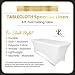 Luxury Collection White 6ft Tablecloth Rectangular Spandex Linen - Table Cloth Fitted Cover for 6 Foot Folding Table, Wedding Linens Banquet Cloths Rectangle Covers