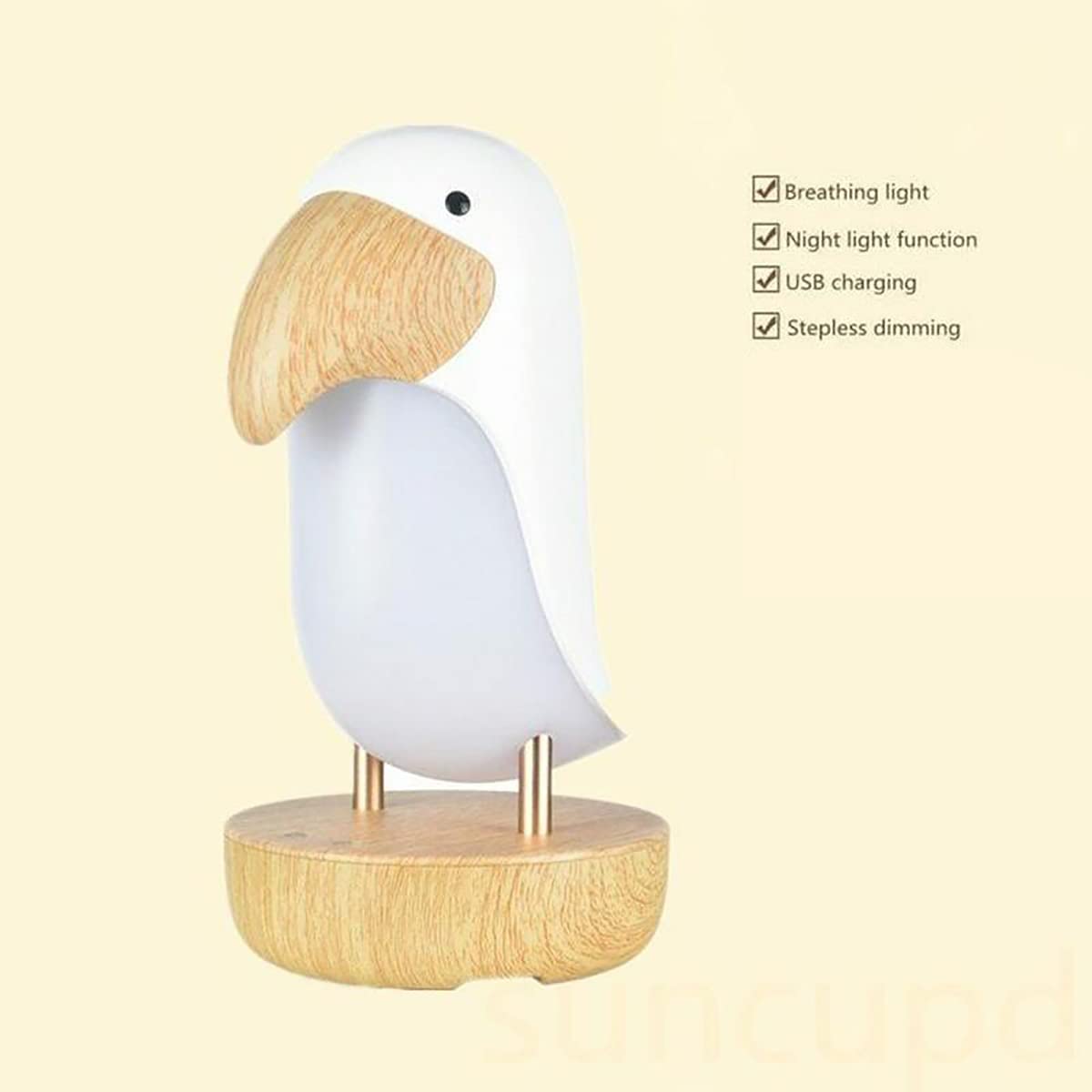 LED Nachtlicht Kinder Dekoratives Vogel Schreibtischlampe Dimmbar Tischlampe Wiederaufladbare Nachttischlampe Augenschutz Leselampe für Schlafzimmer,Kinderzimmer (Weiß)