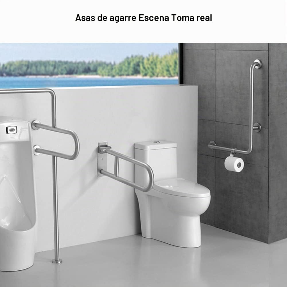 Barras de Apoyo para El Baño,70x50cm Acero Inoxidable Barra de Apoyo para Ducha en Forma de L,Pasamanos de ángulo Recto Montado en la Pared para Mujeres Embarazadas, Pe(Size:cepillado,Color:derecho)