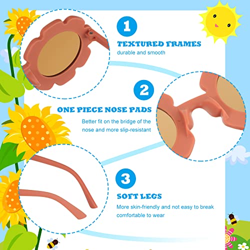 20 Pieces Round Flower Sunglasses Girls Flower Shaped Sunglasses Cute Outdoor Beach Eyewear for Kids4