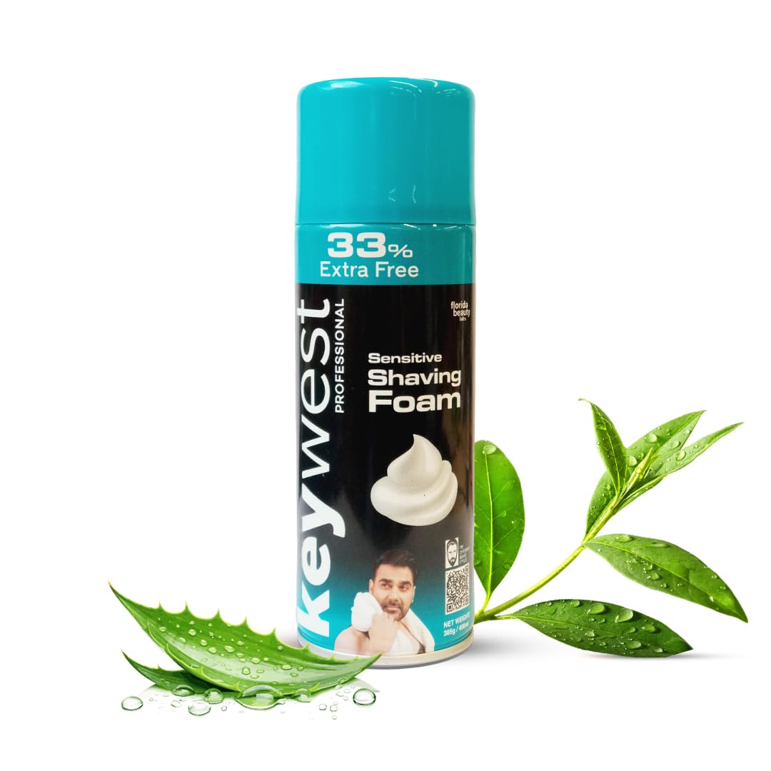 Keywest Professional Sensitive Pre Shaving Foam for Men, 385gm (33% Extra Free) | More Than 100 Shaves | Enriched with Tea Tree Oil & Aloe Vera (B0DGXV16NC) Amazon Price History, Amazon Price Tracker