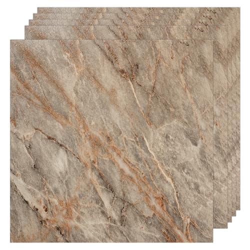Vallisco 30-Pack Peel And Stick Vinyl Floor Tiles In A Light Brown Marble Pattern