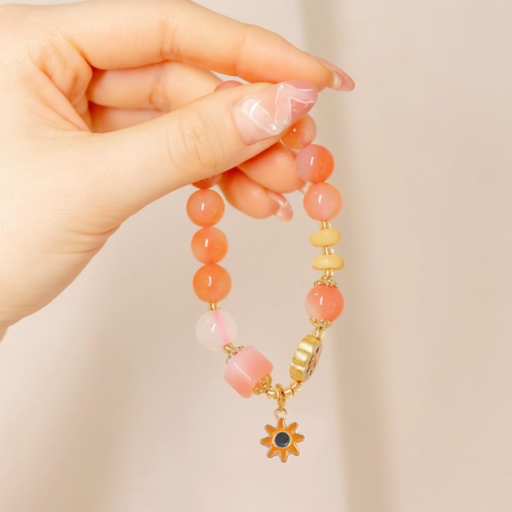 140-Piece Floral Jewelry Making Kit - Gold Enamel Charms Pendants with 80m Elastic Cord for DIY Bracelets, Necklaces, Earrings - Spring Flower, Daisy, Butterfly, Rose, Cactus Charms - Gift for Women 8