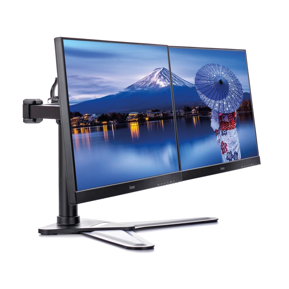 Iiyama DS1002D-B1 - Adjustable arm for 2 monitors - black - screen size: 10