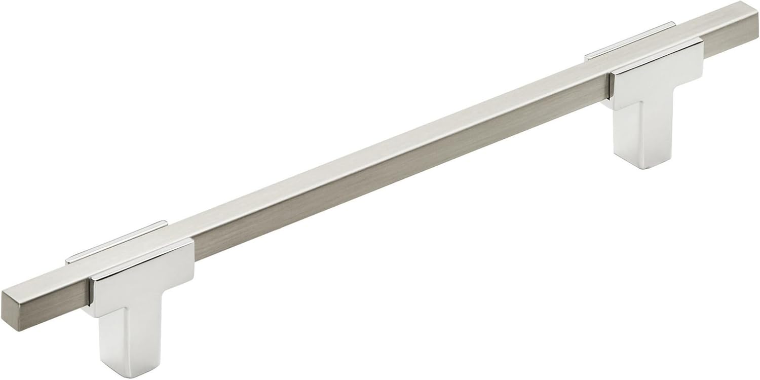 Polished Nickel Modern Bar Cabinet Pull with Mounting Hardware