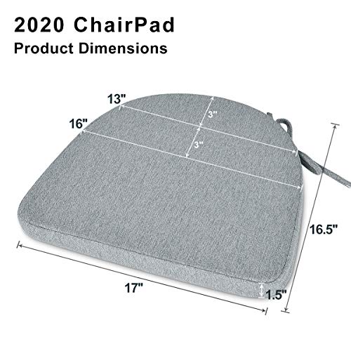 Shinnwa Chair Cushion with Ties for Dining Chairs [17 x 16.5 Inches] Non Slip Kitchen Dining Chair Pad and Seat Cushion with Machine Washable Cover - Light Gray