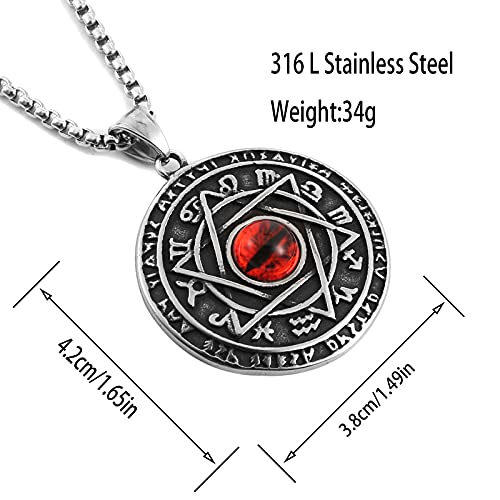 STWTR Red Eye Amulet Seal Solomon Hexagonal Star Twelve Constellation Pendant Blue Eye Stainless Steel Necklace by STWTR - Used condition - Image 2