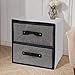 Linen Closet Organizer and Storage, Fabric Storage Drawer Organizer with 2 Drawers for Underwear, Sock, Bra, Small Items, 121212 INCH (Gray)