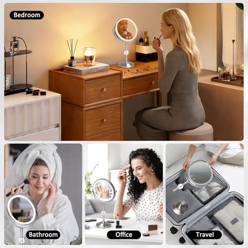 Espejo de maquillaje con luz y doble aumento miniatura 6
