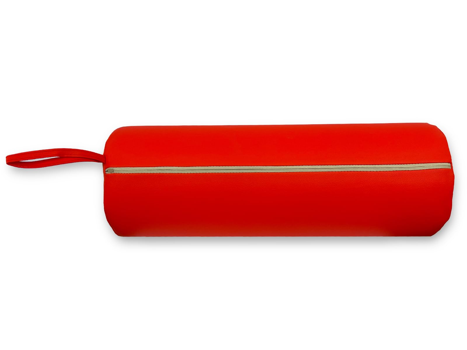 QUIRUMED Cuscino a Rullo, 55 x 20 cm, Rosso, Similpelle, Ergonomico, Imbottito in Schiuma, per Yoga, Fitness, Massaggio