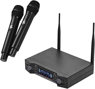 Jethrora U2 UHF Wireless Microphone System 2 Handheld Mics & 1 Receiver with LCD Display for Karaoke Home Entertainment Business Meeting Discurso Ensino em sala de aula