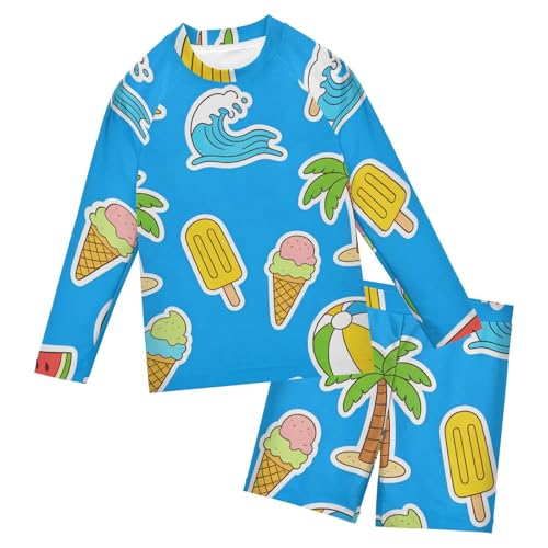 Bañador infantil con protección UV manga larga y estampado de sandía