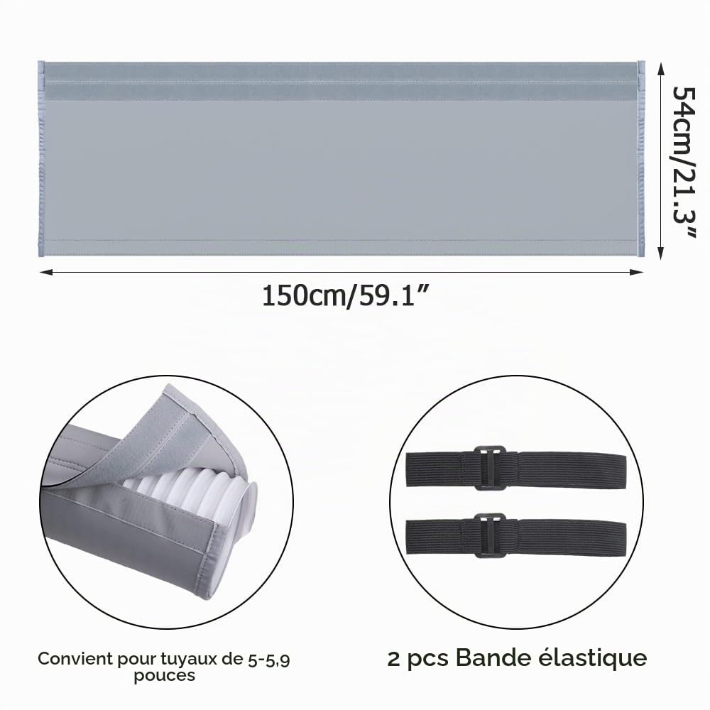 Couvercle de Tuyau de Climatiseur,Manchon de Tuyau de Climatisation Isolé par Protection Solaire,Pliable avec Bande Élastique pour Tuyaux D'échappement de 5" et 5,9" de Diamètre