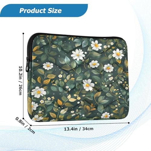 Funda para portátil 13-14 pulgadas estampado floral blanco y verde miniatura 3