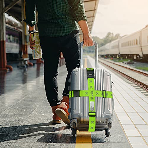 Sangle Valise Sangles A Bagage Sangle Valise Voyage 4 Pieces Avec Serrure A Combinaisonreglable Pour Valises De 20 A 34 Pouces Lac Bleu Et Vert Vif