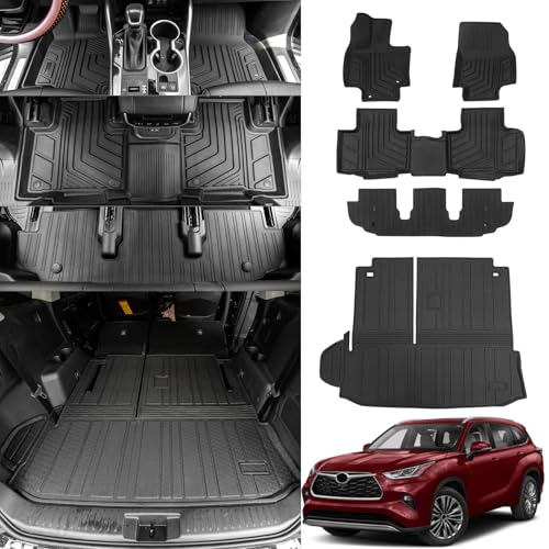 Bomely Floor Mats Compatible with 2020-2025 Toyota Highlander Cargo Liner Back Seat Cover Hybrid...
