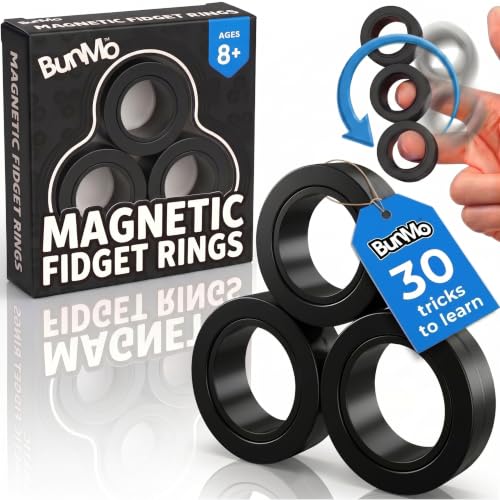 BUNMO Magnetic Fidget Rings – Fidget Toys Adults, Cool Fidgets for Teens, Quiet Fidget Toys,...