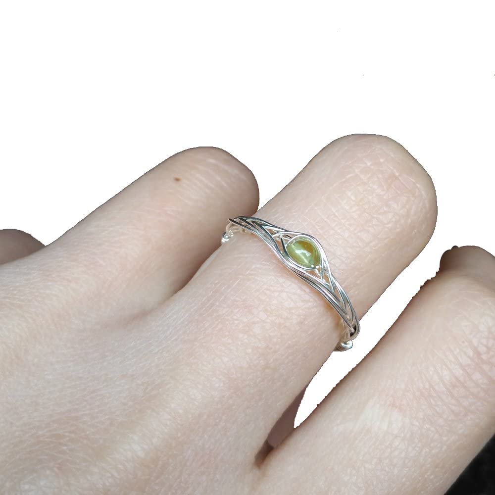 peridoto natural Anillo hecho a mano original de piedra semipreciosa de plata de ley 925 (9)