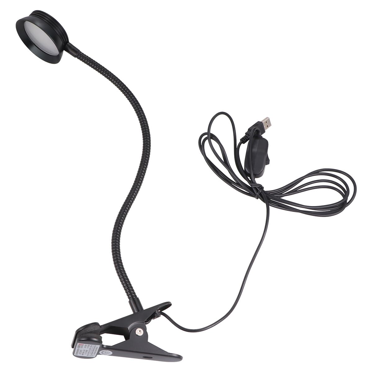 Lampada da Lettura a Clip USB 4w Nera LED Flessibile | Doppia Regolazione Luce, Collo Orientabile, Cavo USB Incluso, per Lettura a Letto e Uso su Tastiera