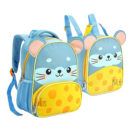 Kit Mochila Infantil e Lancheira Térmica Animais Passeio Escolinha Creche (Rato)