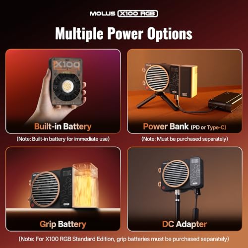 Image of ZHIYUN MOLUS X100 RGB PRO 100W Continuous Output Lighting [Official] V2 Upgraded Version Portable Video Light Handheld Professional Photography Lighting CRI≥95 TLCI≥97 2500K~10000K Only 384g (Black)