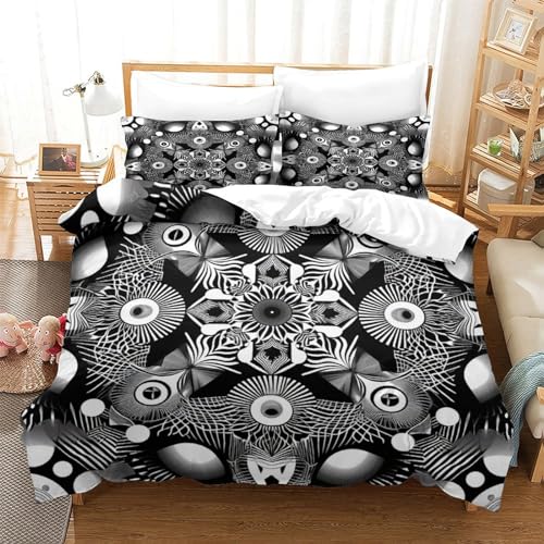 3D Printing Abstract Art Duvet Cover Sets Giddiness Duvet Cover Super King（260x220cm） Soft Microfibre Bedding Set 3 Pcs with Pillow Cases,Suitable for Girls,Boys And Adults