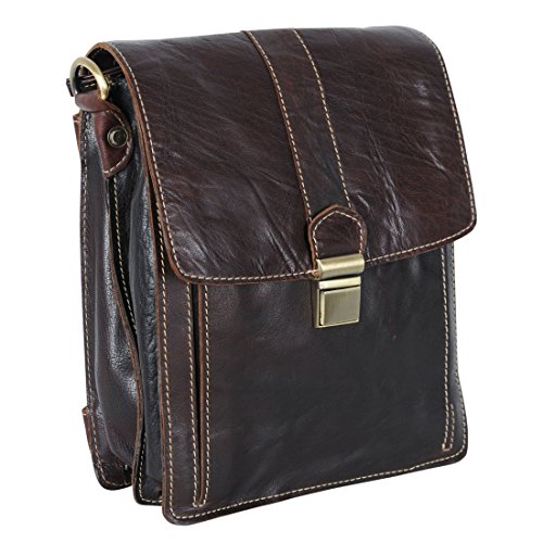 Bolso Bandolera GALILEO | Cuero De Búfalo | Hombre Mujer Portátil Marrón | By Alpenleder
