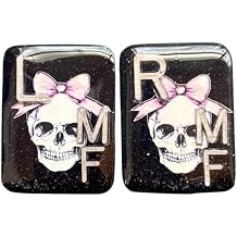 Skull & Bow Xray Markers, With 2 or 3 Initials, Rectangle, Glitter, Coquette