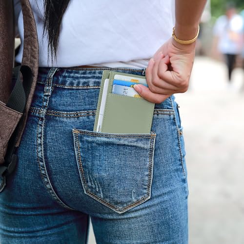 Image of Travelambo Slim Wallet Front Pocket Minimalist Leather RFID Blocking Medium Size