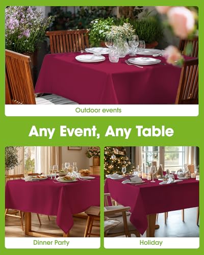 Image of Pureegg Polyester Tablecloth 60 inch x 84 inch Reusable & Washable Fuchsia | Durable, RectangleTable Cloth , for Outdoor Party, Picnic, Wedding, Banquet, Birthday