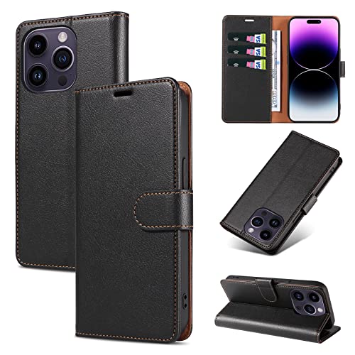 Ragetorc Case for iPhone 15 Pro Max (6.7") 2023, Magnetic Protective PU Leather Wallet Stand Foldable Flip Case Cover with [Card Holders][RFID Blocking] Compatible with iPhone 15 Pro Max (Black)
