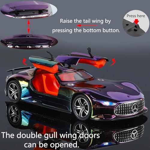Modelo de Coche de Juguete iLooboo 1:24 Morado AMG Vision GT miniatura 3