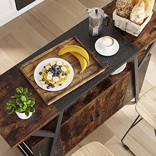 Bestier Kitchen Island With Storage Cabinet, Coffee Bar Cabinet Buffet Table Kitchen Sideboard With Adjustable Shelves For Dinning Room Living Room Entryway Hallway, Rustic Brown #TOP4