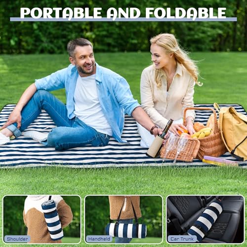 Votoko Picknickdecke 200 x 200cm, Wasserdicht Stranddecke Sandfrei mit Tragegurt, Tragbare Waschbar Strandmatte XXL Campingdecke, Isoliert Picnic Blanket für Outdoor Camping Beach Park
