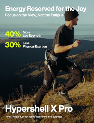 Image of Hypershell X Pro Exoskeleton, Leg Strength with 800W Output, 17.5km Battery Range, 10 Intelligent Modes, AI-Powered Wearable Exoskeleton for Daily Activities, Walking, Hiking, 2 Batteries, No Charger