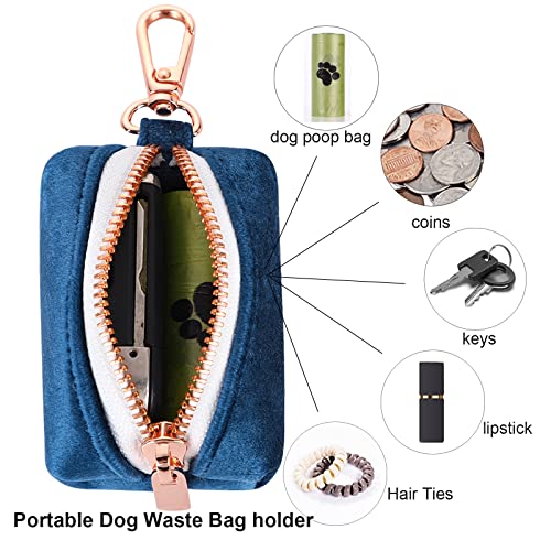 Image of ARING PET Dog Waste Bag Dispenser, Velvet Doggy Poop Bags Holders Attach to Any Leashes, Cute Portable Washable Pet Waste Pouch Dispenser with Metal Zipper