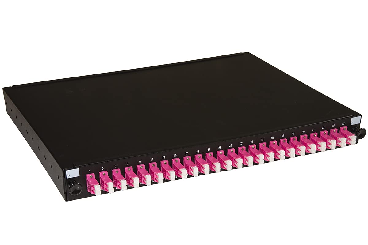 LINK Pannello Fibra Ottica LK24LC4 con adattatori LC Duplex OM4 Design Estraibile e inclinabile Colore Nero Dimensioni 43x28x4,2 cm unità 1 per Armadio Rack 19 Pollici