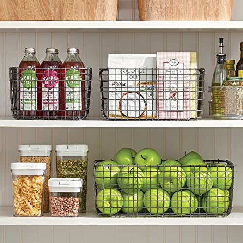 mDesign multifunctionele mand van metaal – opbergmand voor keuken, voorraadkamer enz. – compacte en universele draadmand, Verpakking van 3 - Image 4