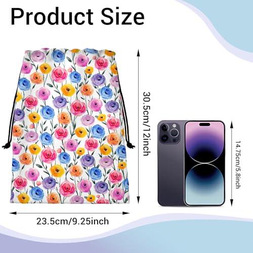 Image of Colorful Floral Gymnastics Grip Bag Lightweight Drawstring Athlete String Bag for Women Sport Grips