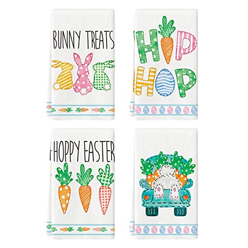 Artoid Mode Bunny Treats Rabbits Hip Hop Carrots Truck Hoppy Easter Kitchen Towels Dish Towels, 18x26 Inch Seasonal Decoration Hand Towels Set of 4 Artoid Mode Bunny Treats Rabbits Hip Hop Carrots Truck Hoppy Easter Kitchen Towels Dish Towels, 18x26 Inch Seasonal Decoration Hand Towels Set of 4