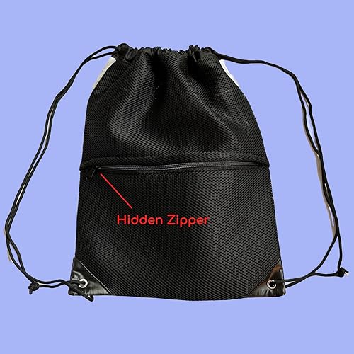 PandaTak Clear Flash Reflective Drawstring Bag with Hidden Zipper Pockets and Fan Holster - Ideal Festival and Rave Outfit Accessory, Geometric Reflective Backpack3